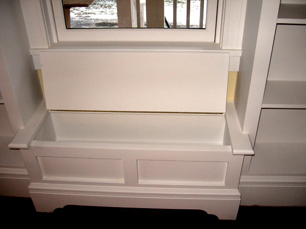 Bench seat with storage - open position